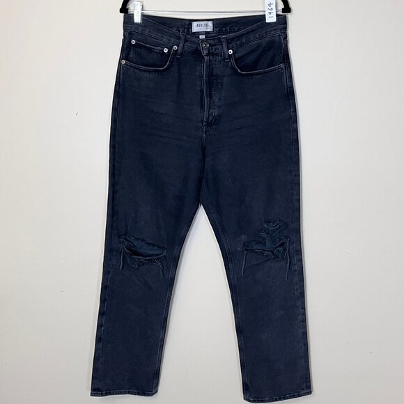 Agolde Denim - Agolde 90's Mid Rise Loose Fit Distressed Jeans - Women's Size 27*30 - Black